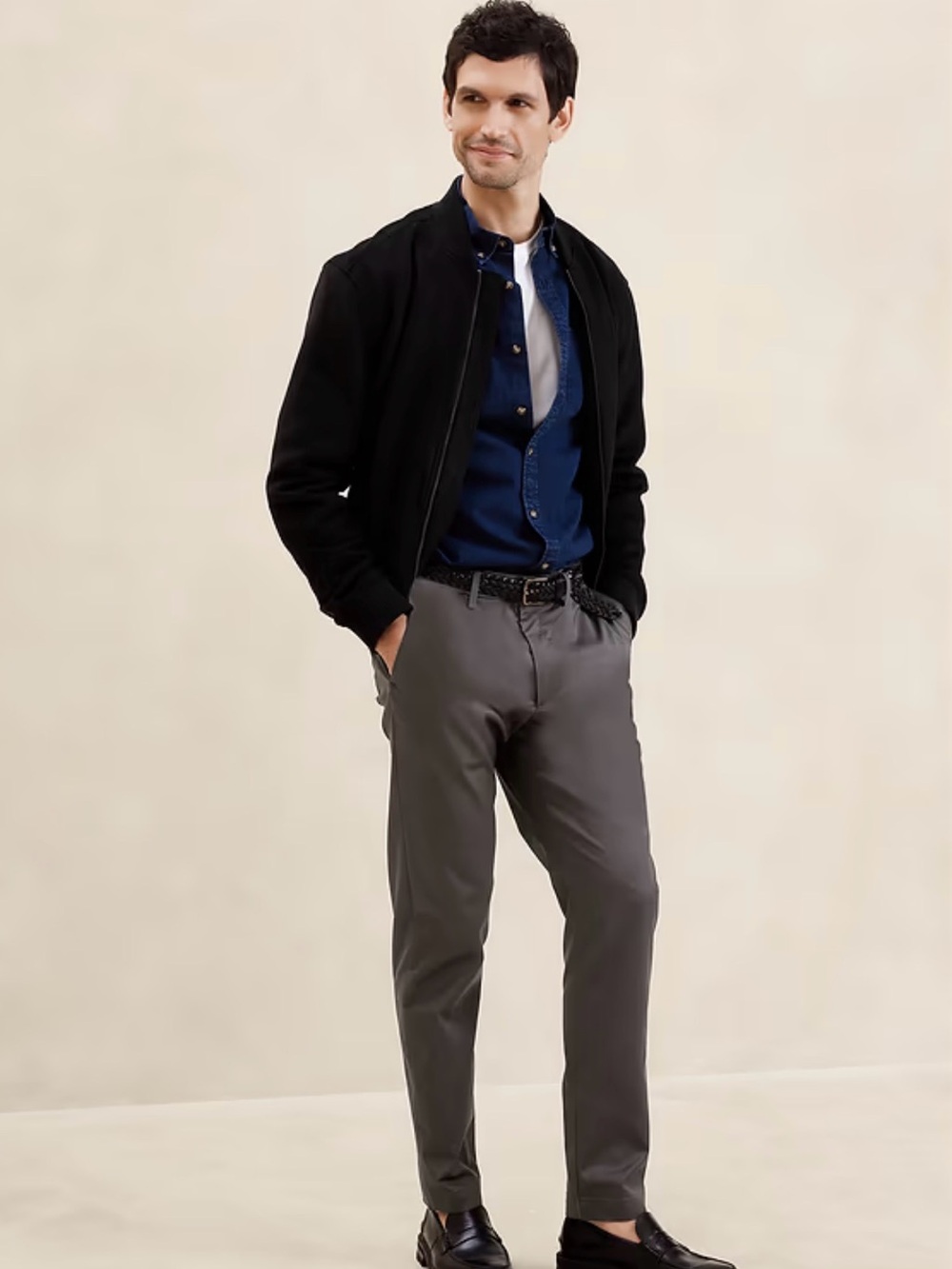 Banana Republic Men’s Gray Chino Pants - Slim Casual Trousers